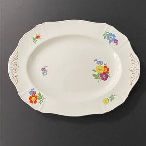 Vintage ALFRED MEAKIN ‘Freda’ Hand-Painted Floral Gold Trim Oval Serving Platter